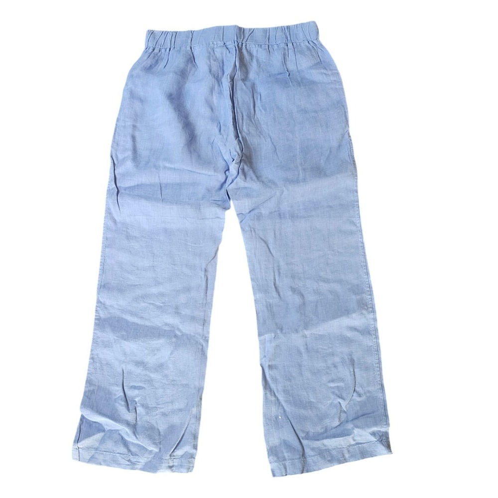 Pure Amici Blue Linen Pants Drawstring Elastic Waist Size Small - Picture 5 of 8